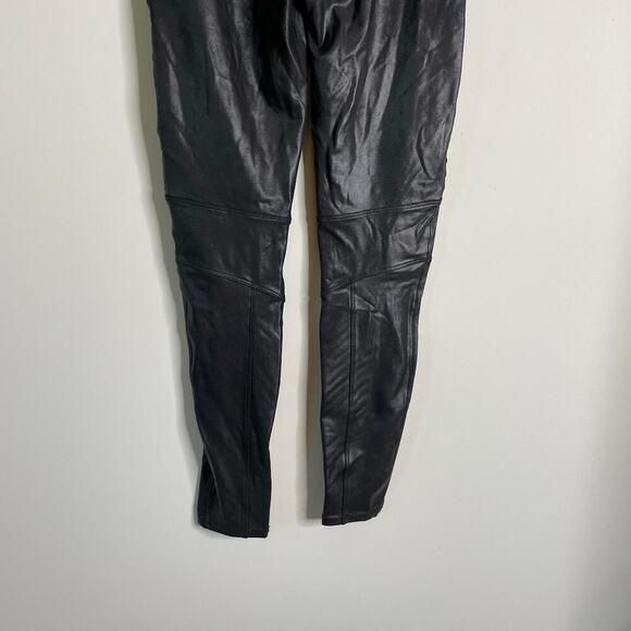 SPANX Black Faux Leather Moto Leggings L - Picture 10 of 12